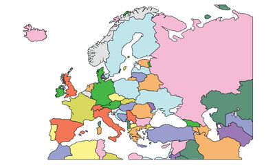 Fototapeta premium European Union countries. Political map with borders.Political and economic union in Europe. Illustration over white. Vector.