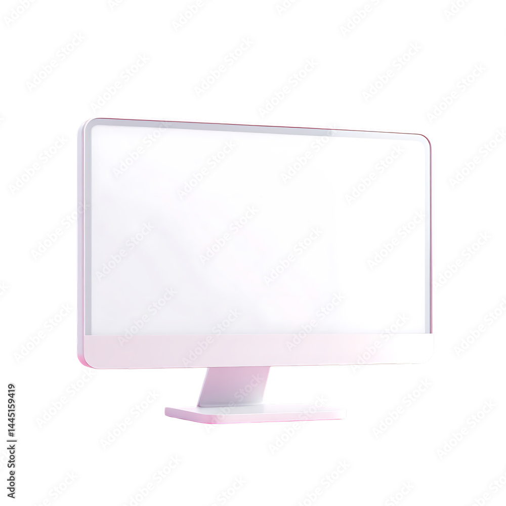 Poster white computer monitor mockup, isolated on transparent background.