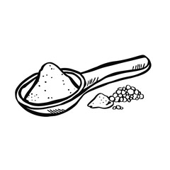 spoon with seeds doodle black and white vector