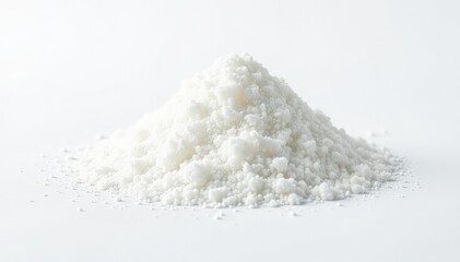 Fototapeta premium Pile of white granulated sugar on white background, perfect, granulated, macro photography