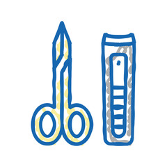 scissors and tweezers icon doodle illustration