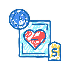heart transplant price and time icon doodle illustration