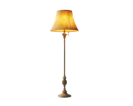 Elegant vintage floor lamp casting warm light, perfect for creating cozy atmosphere in any room. Its classic design adds charm and sophistication to your decor