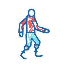 human with legs prosthesis icon doodle illustration