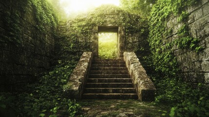 Jungle Ruins Ancient Stone Steps to Mystery.