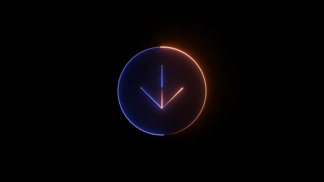 Black screen of download , download icon bits pixel slowly appeared and Simple animation from pixel dots form sets of download icon . l for.