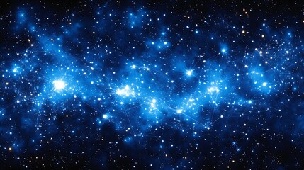 Obraz premium Celestial nebula, vibrant blue hues, stars scattered across dark space