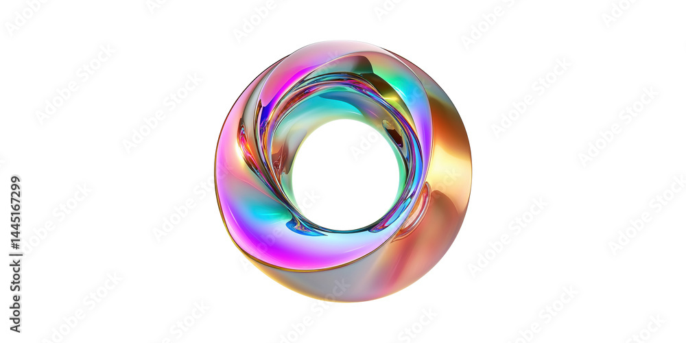 Poster colorful abstract torus shape. vibrant 3d design symbolizing infinity and creativity isolated on tra