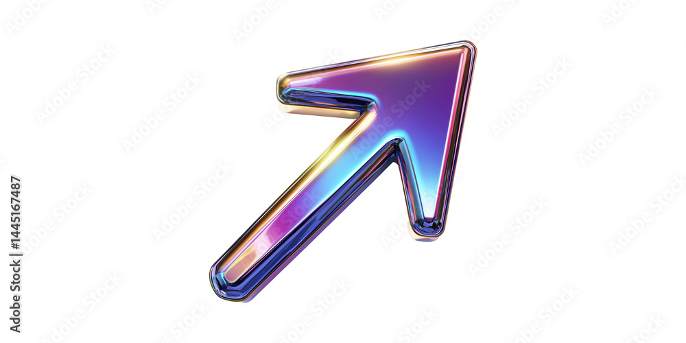 Poster colorful 3d arrow pointing upwards. symbol of growth and progress in business and technology isolate