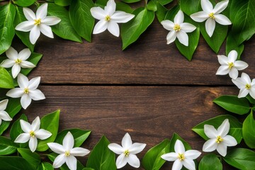 Waxflower, also known as Chamelaucium flowers, on a wooden background