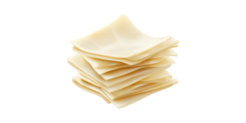 Stack Of Wonton Wrappers. Essential Ingredient For Asian Cuisine And Dumpling Making Isolated On Transparent Background