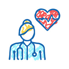 Fototapeta premium cardiology medical specialist icon doodle illustration