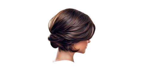 Elegant Updo Hairstyle Woman'S Head. Sophisticated Hair Design For Formal Occasions Isolated On Transparent Background