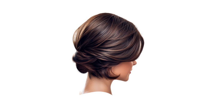 Elegant Updo Hairstyle Woman'S Head. Sophisticated Hair Design For Formal Occasions Isolated On Transparent Background