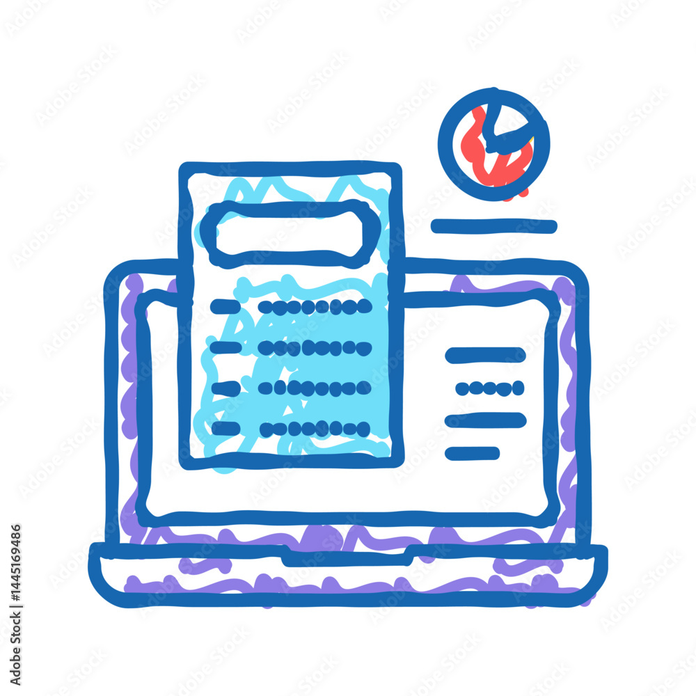 Poster computer calculator color icon vector color illustration