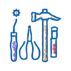 shoes repair tools icon doodle illustration
