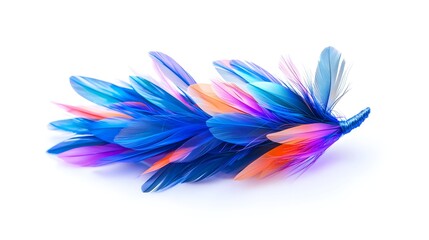 Colorful Abstract Illustration of Flowing Leaves in Vibrant Shades of Blue, Pink, and Orange