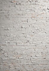 Fototapeta premium Flaking paint, heavily textured white brick wall , distressed, flaking, chipped