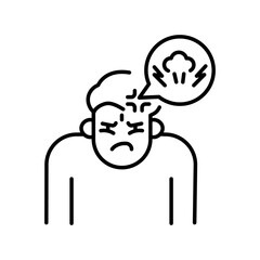 Obraz premium Annoyance emotion black line icon for digital and print projects.