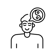 Calm emotion black line icon for digital and print projects.