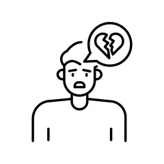 Disappointment emotion black line icon for digital and print projects.