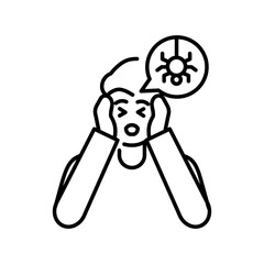 Obraz premium Fear emotion black line icon for digital and print projects.