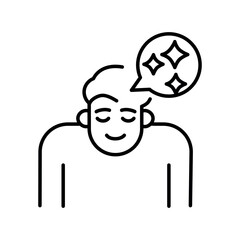 Nostalgia emotion black line icon for digital and print projects.