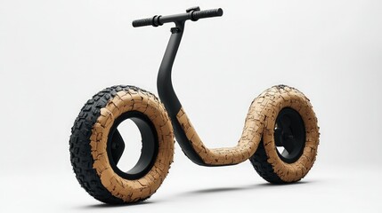 Fototapeta premium Bizarre scooter with tires partially covered in mosaiclike tiles