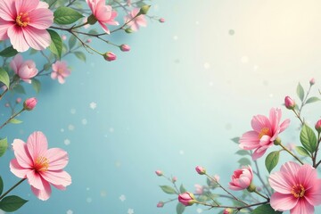 Delicate, repeating blossoms and leaves in pastel hues , spring, blossom, soft