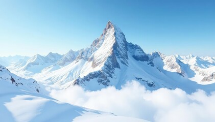 Obraz premium Snow-covered mountain peak, pristine white expanse, light, white