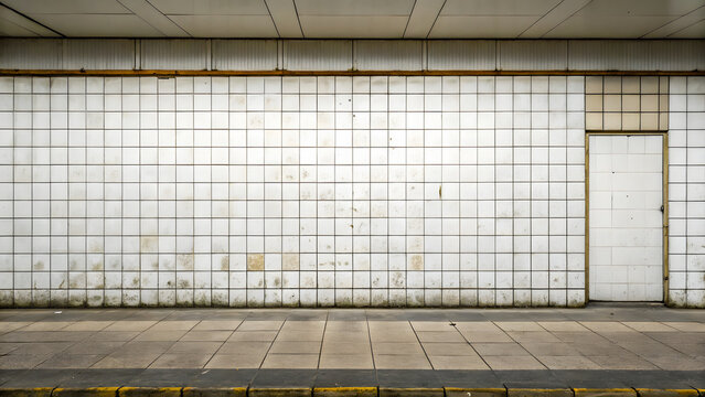 Dirty wall covered with the same white til