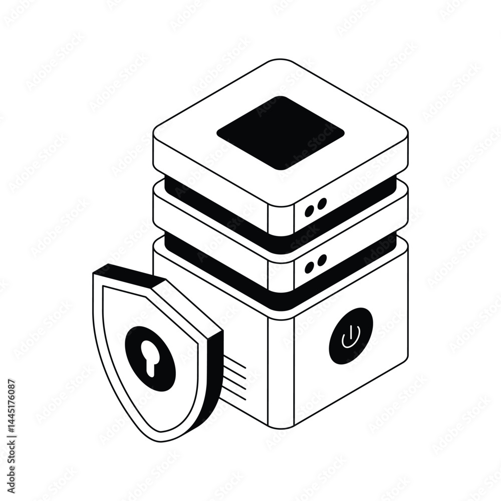 Wall mural server security icon creatively designed in isometric style