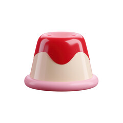 Fototapeta premium Red and pink pudding dessert with shiny smooth texture on plate, sweet and creamy treat