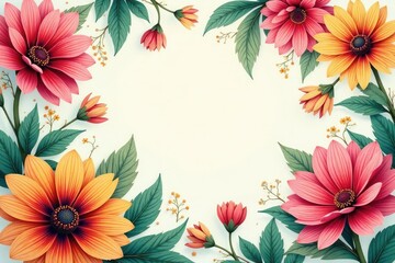 Obraz premium Nature-inspired floral motifs form a continuous design , spring, garden