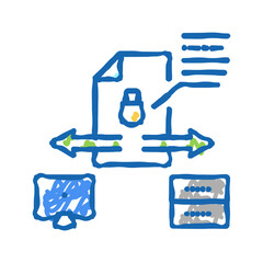 secure file upload computer server icon doodle illustration