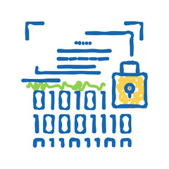 binary encryption icon doodle illustration sign