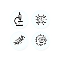 Set of Bacteria Virus Icon Microbiology disease Medicine Biological Pathogen Infection Healthcare Biology Science Line Art Illustration