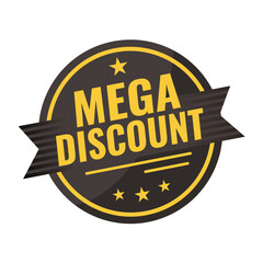 Mega Discount – black vintage sticker, retro badge – vector illustration