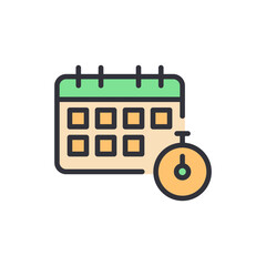 Deadline colored icons, minimalist vector illustration ,simple transparent graphic element .Isolated on white background