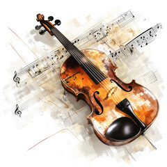 Fototapeta premium violin and notes