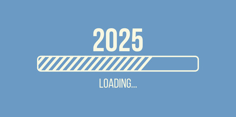 Loading bar 2025,goal planning and business strategy concept,flat style illustration for graphic design,website,banner or business content