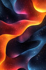 Vivid gradient waves with glowing particles in a cosmic abstract theme