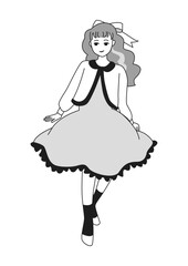 人物イラスト：おしゃれな女性の全身ポーズ