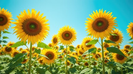 Obraz premium Sunflowers Bloom Against a Blue Sky