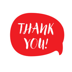 Thank You sign in red speech bubble