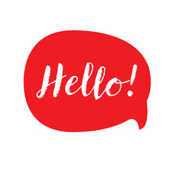 Hello message bubble sign red