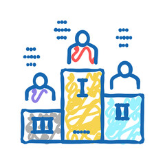 winner pedestal icon doodle illustration sign