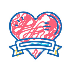 heart with ribbon logo icon doodle illustration