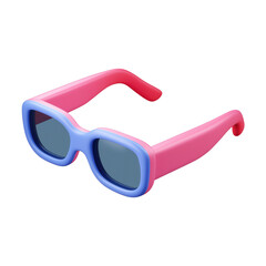 Colorful sunglasses with blue frame and pink arms, stylish and modern design
