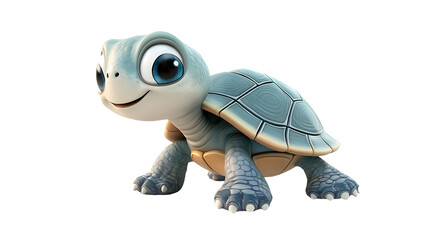 Cute cartoon turtle with big blue eyes.